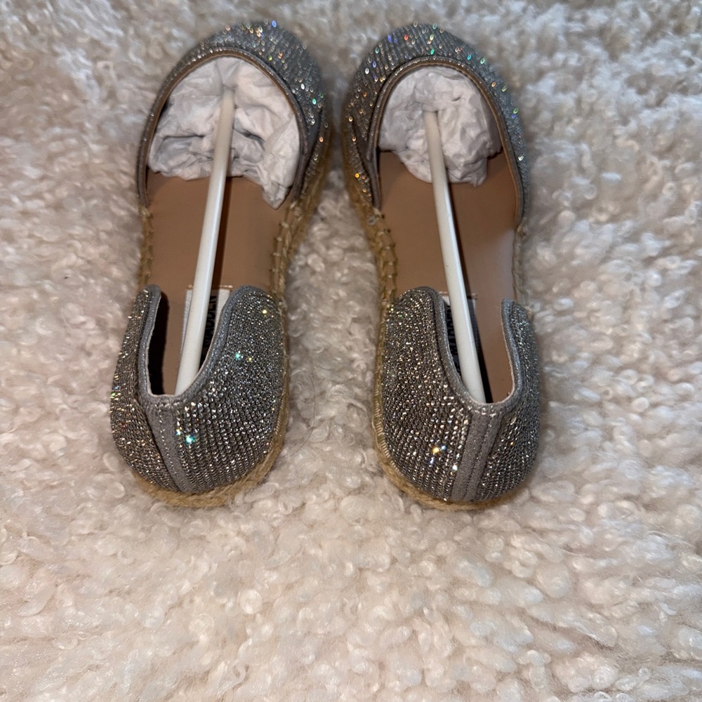 Sparkle Silver Women's Espadrille Flats - Picture 4 of 5